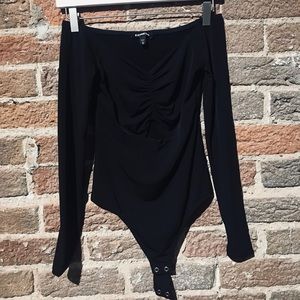Black Long Sleeve Bodysuit Off the Shoulder